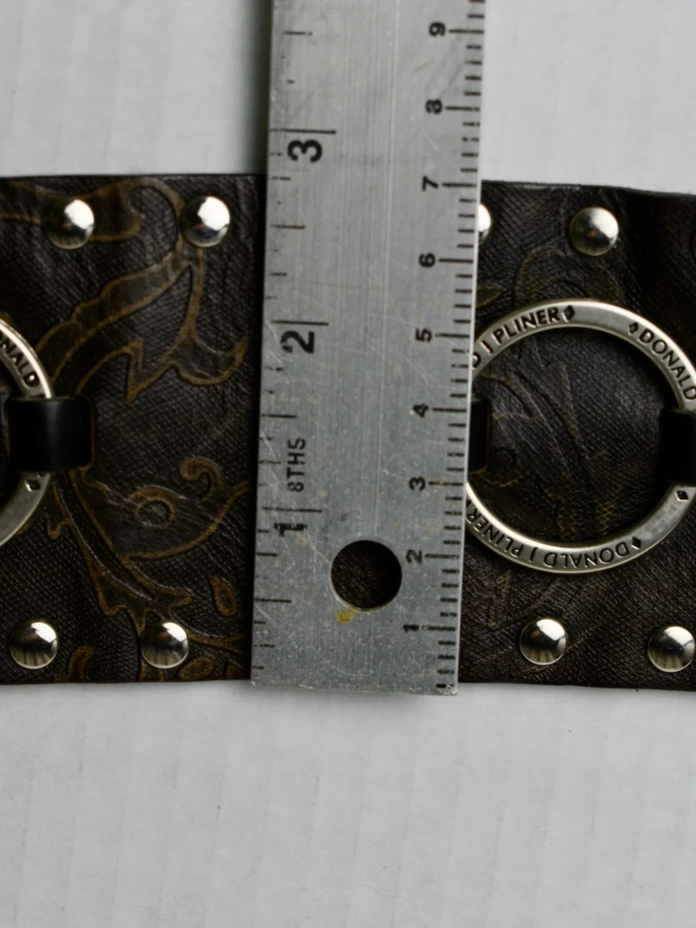 Donald J Pliner Leather Wrap Belt Chocolate Brown Studded Embossed Tie Rare
